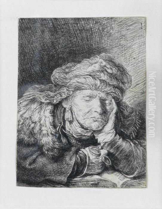 Old Woman Sleeping Oil Painting by Harmenszoon van Rijn Rembrandt