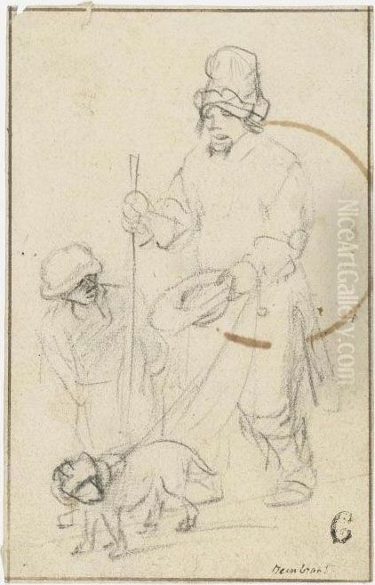 Blind Beggar With A Boy And A Dog Oil Painting by Harmenszoon van Rijn Rembrandt