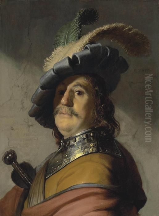 A Man In A Gorget And Cap Oil Painting by Harmenszoon van Rijn Rembrandt