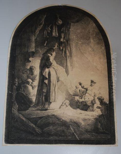 The Raising Of Lazarus: The Larger Plate Oil Painting by Harmenszoon van Rijn Rembrandt