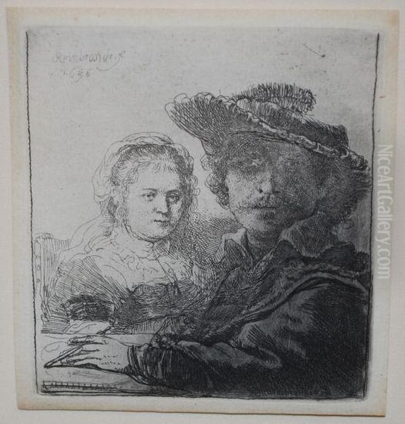 Self Portrait With Saskia Oil Painting by Harmenszoon van Rijn Rembrandt