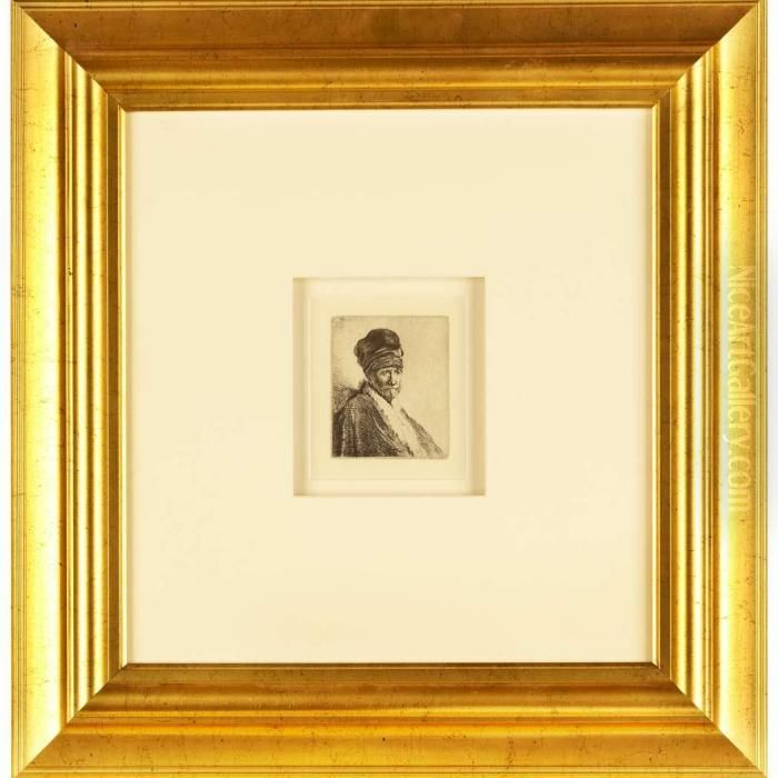 Bust Of A Man Wearing A High Cap Oil Painting by Harmenszoon van Rijn Rembrandt