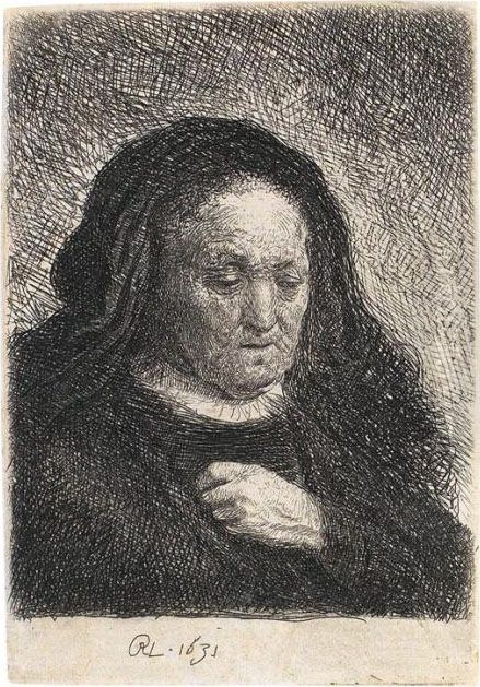 Rembrandts Mutter Mit Der Hand An Der Brust Oil Painting by Harmenszoon van Rijn Rembrandt