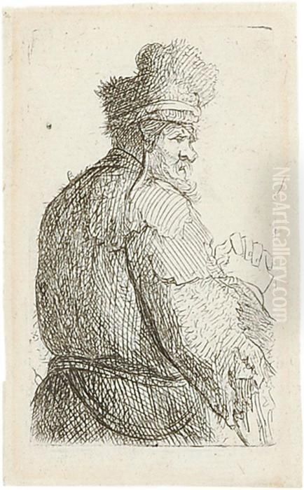 Vom Rucken Gesehener Greis, Halbfigur Oil Painting by Harmenszoon van Rijn Rembrandt