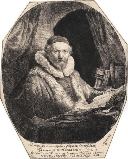 Portrait Jan Uijtenbogaert - Prediger Der Remonstranten Oil Painting by Harmenszoon van Rijn Rembrandt