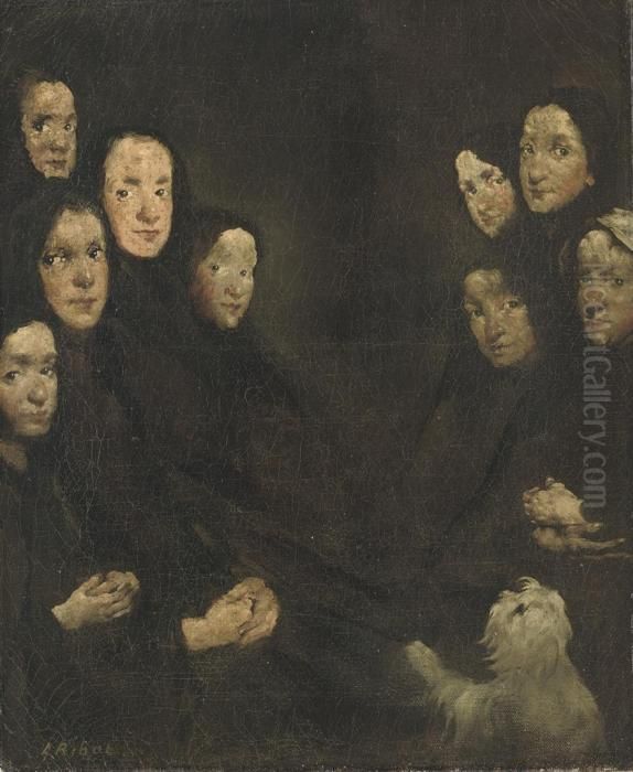 La Conference: The Discussion Oil Painting by Theodule Augustine Ribot