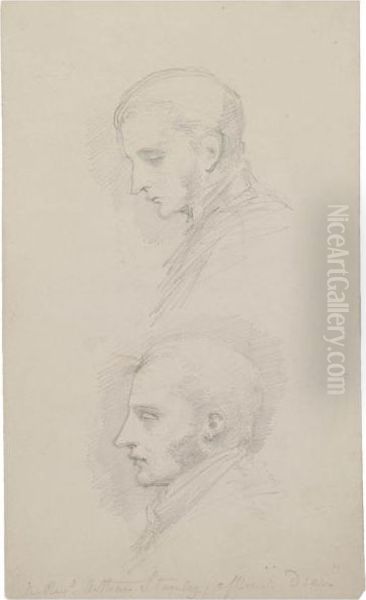 A Sheet With Two Portrait 
Studies Of The Rev. Arthur Penrhyn Stanley , Later Dean Of Westminster Oil Painting by George Richmond