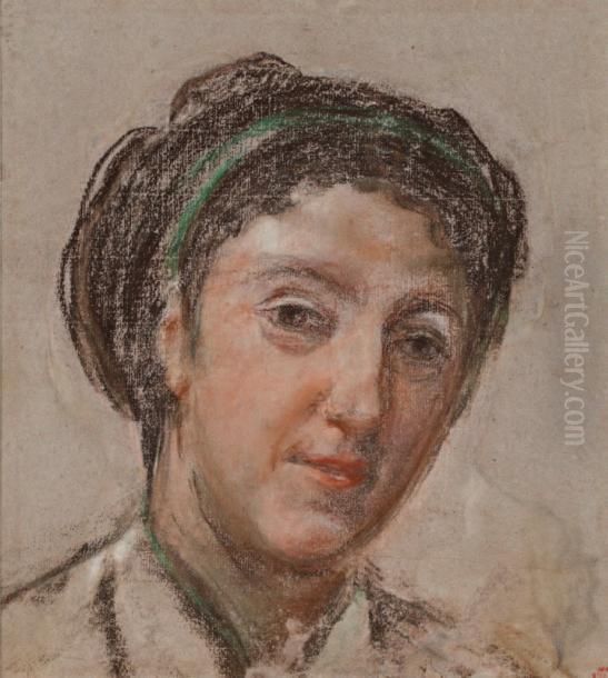 Portrait De Femme Oil Painting by Leon Louis Antoine Riesener