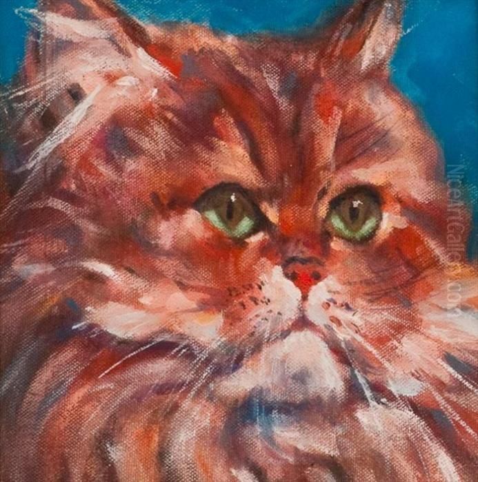 Persian Cat Oil Painting by David Robertson
