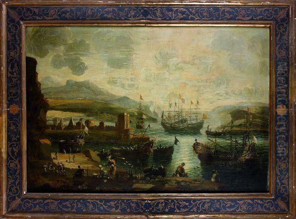 caravelles Dans Un Port Mediterraneen Oil Painting by Salvator Rosa