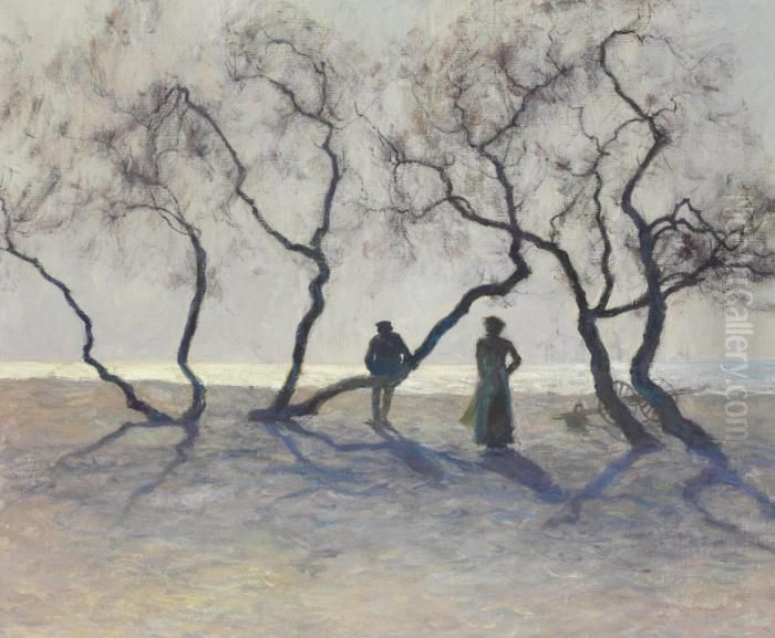 Tamarisk Trees, Southern France Oil Painting by Guy Rose