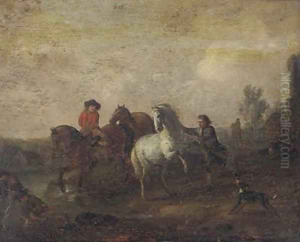 Horsemen in a landscape Oil Painting by Philips Wouwerman