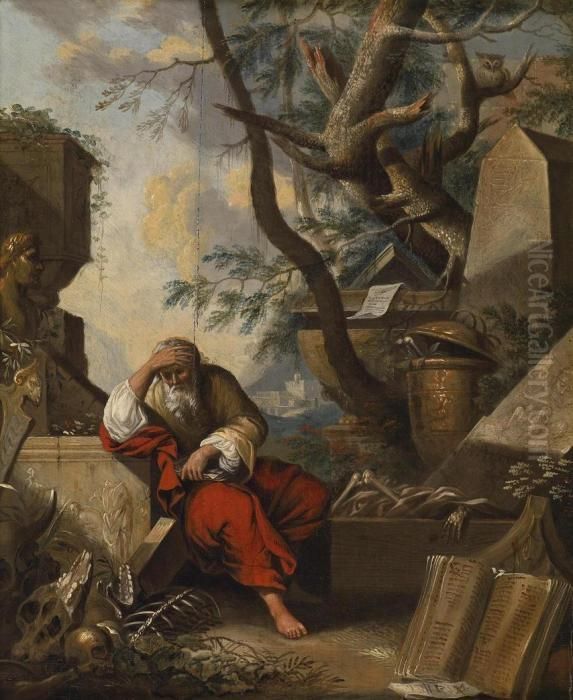 Memento Mori Oil Painting by Johann Michael Rottmayr