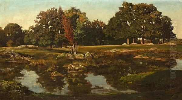 La Mare Pres Du Dormoir Oil Painting by Theodore Rousseau