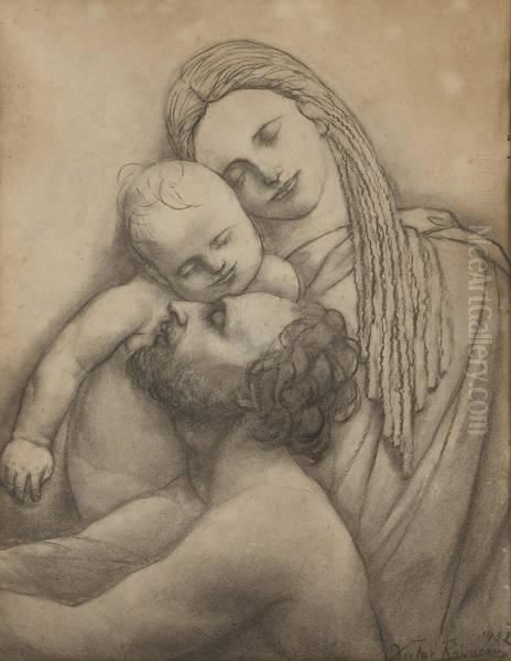 Maternite Oil Painting by Victor Rousseau