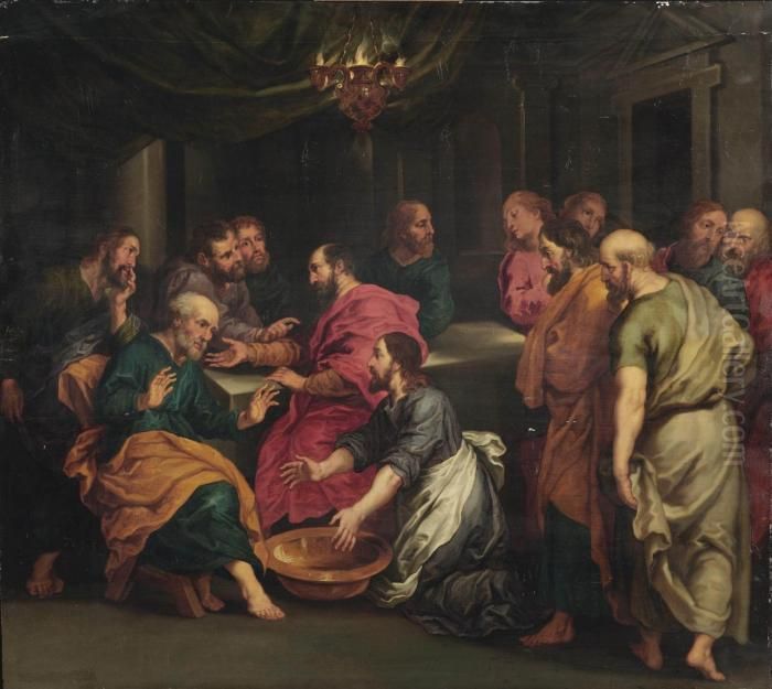Christ Washing The Feet Of His Disciples Oil Painting by (studio of) Rubens, Peter Paul