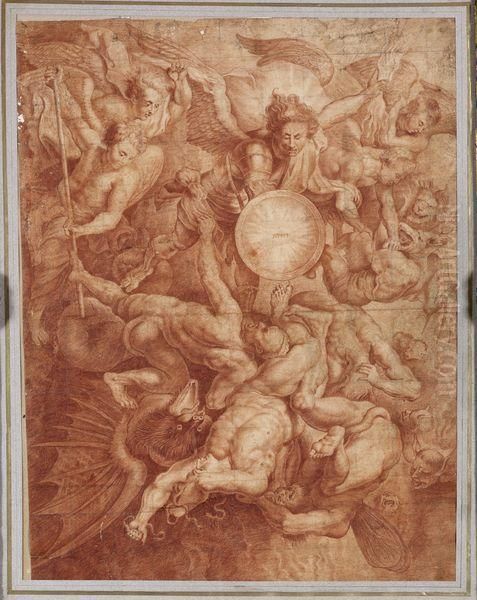 Saint Michel Et La Chute Des Anges Rebelles Oil Painting by (studio of) Rubens, Peter Paul