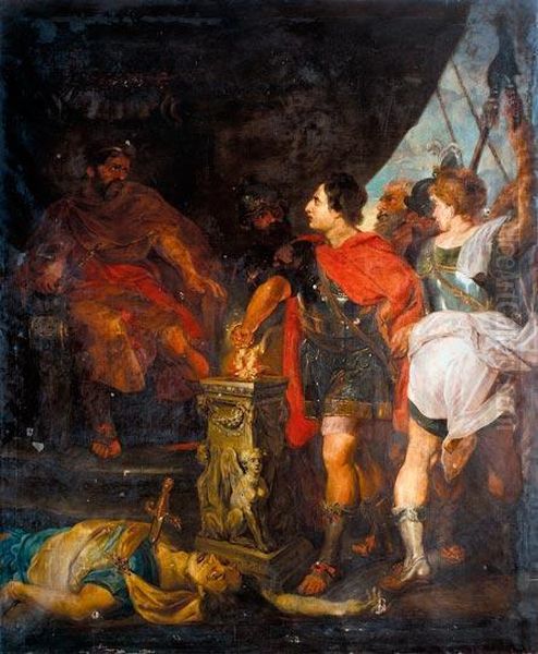 Mucius Scaevola Porsenna Elott Oil Painting by (studio of) Rubens, Peter Paul
