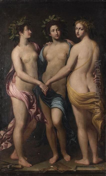 La Sculpture, La Peinture Et L'architecture Oil Painting by Francesco Rustici