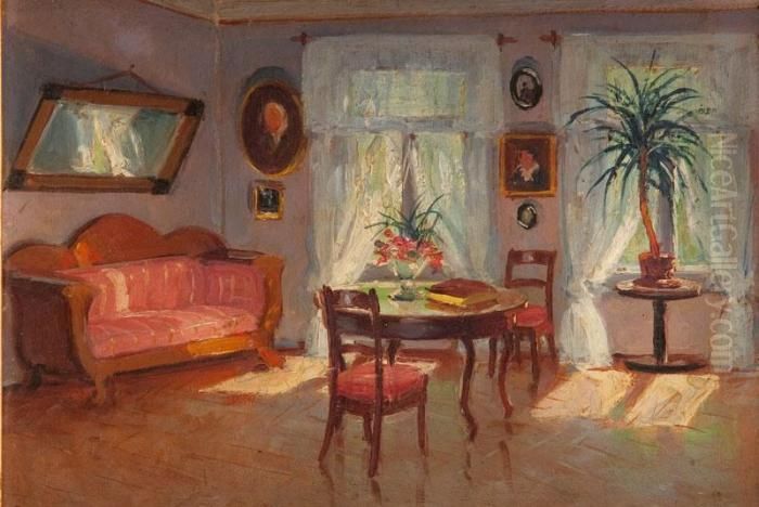 Salonik Oil Painting by Bronislawa Rychter-Janowska