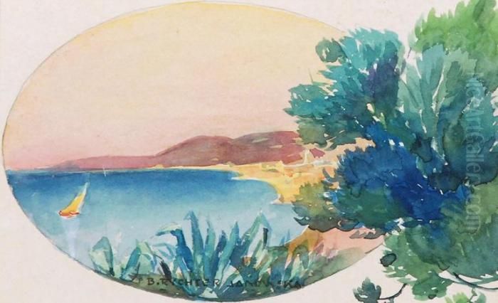 Pejzaz Srodziemnomorski Oil Painting by Bronislawa Rychter-Janowska