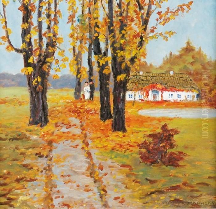 Alejka Przy Dworze Oil Painting by Bronislawa Rychter-Janowska