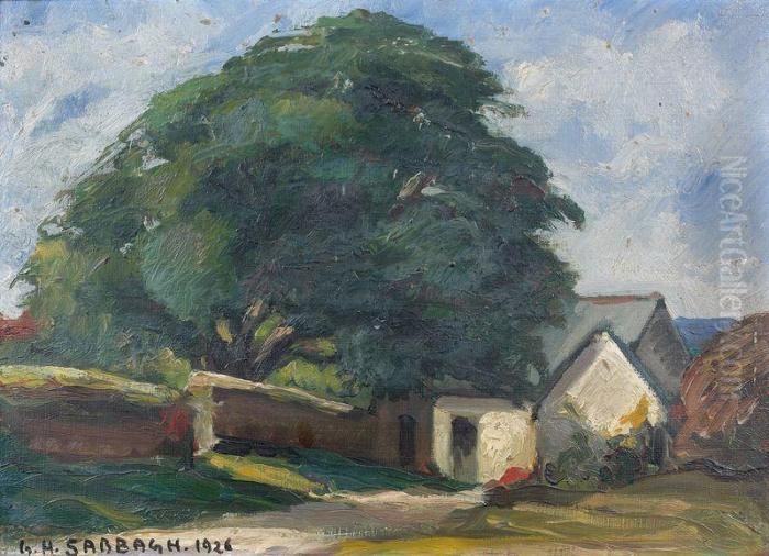 Grand Arbre Pres D'une Entree De Ferme Oil Painting by Georges-Hanna Sabbagh