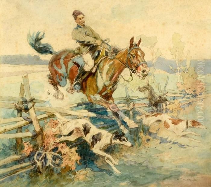 Chasse A Cour Oil Painting by Nikolai Semenovich Samokish