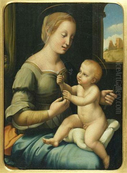 Madonna And Child Holding Carnations Oil Painting by Raphael