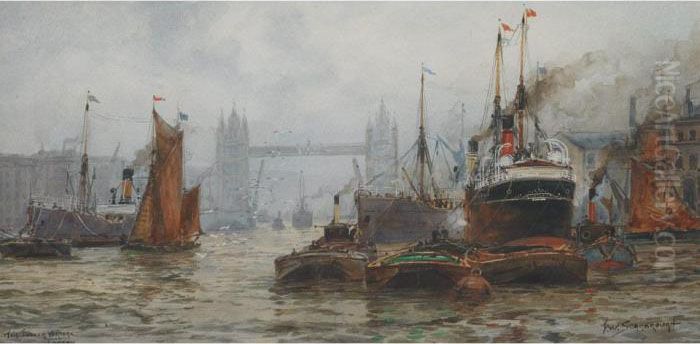 The Tower Bridge, London Oil Painting by William Harrison Scarborough