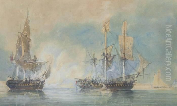 H.m.s. 
Crescent Oil Painting by John Christian Schetky