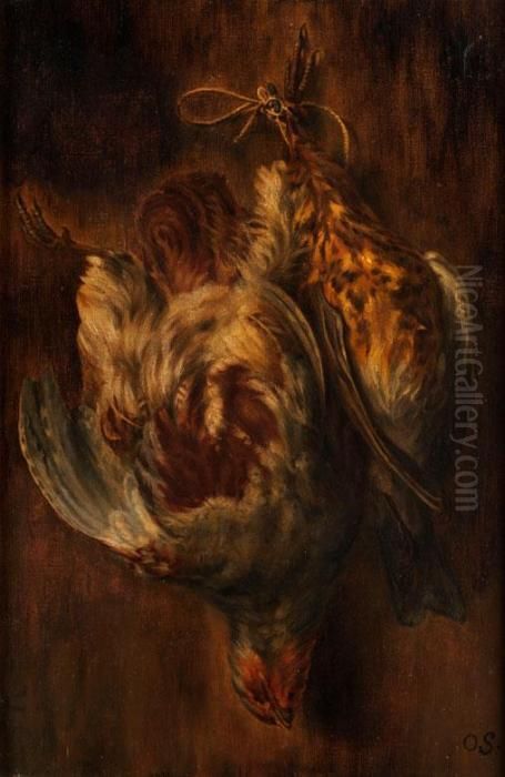 Jagdstilleben Oil Painting by Otto Scheuerer