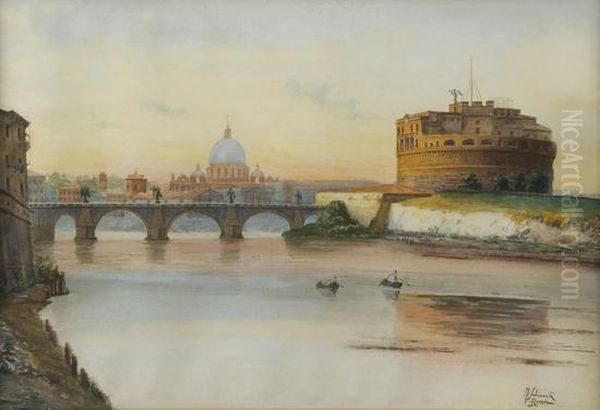 Roma, Veduta Del Tevere Con Castel Sant