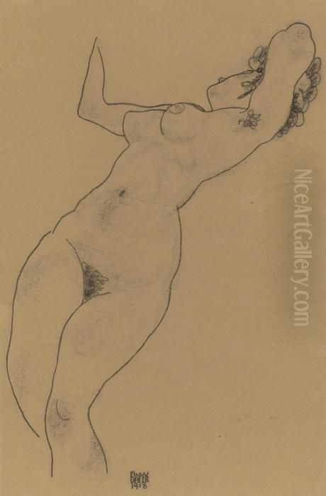 Liegender Akt Oil Painting by Egon Schiele
