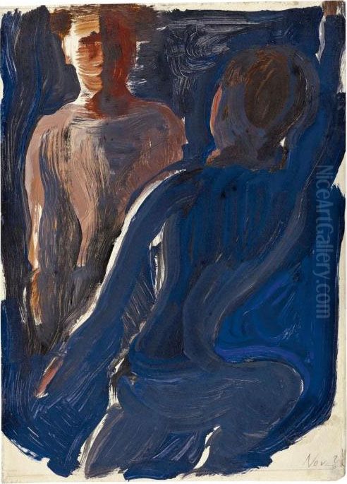 Vorubergehender Und Stehender Oil Painting by Oskar Schlemmer