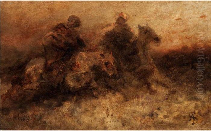 Reitende Araber Oil Painting by Adolf Schreyer