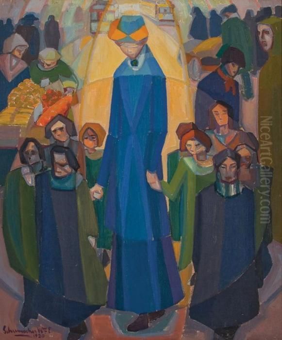 Eastside Settlement Worker In The Subway Oil Painting by William Schumacher