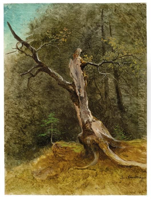 Baumstudie Oil Painting by Josef Schwemminger