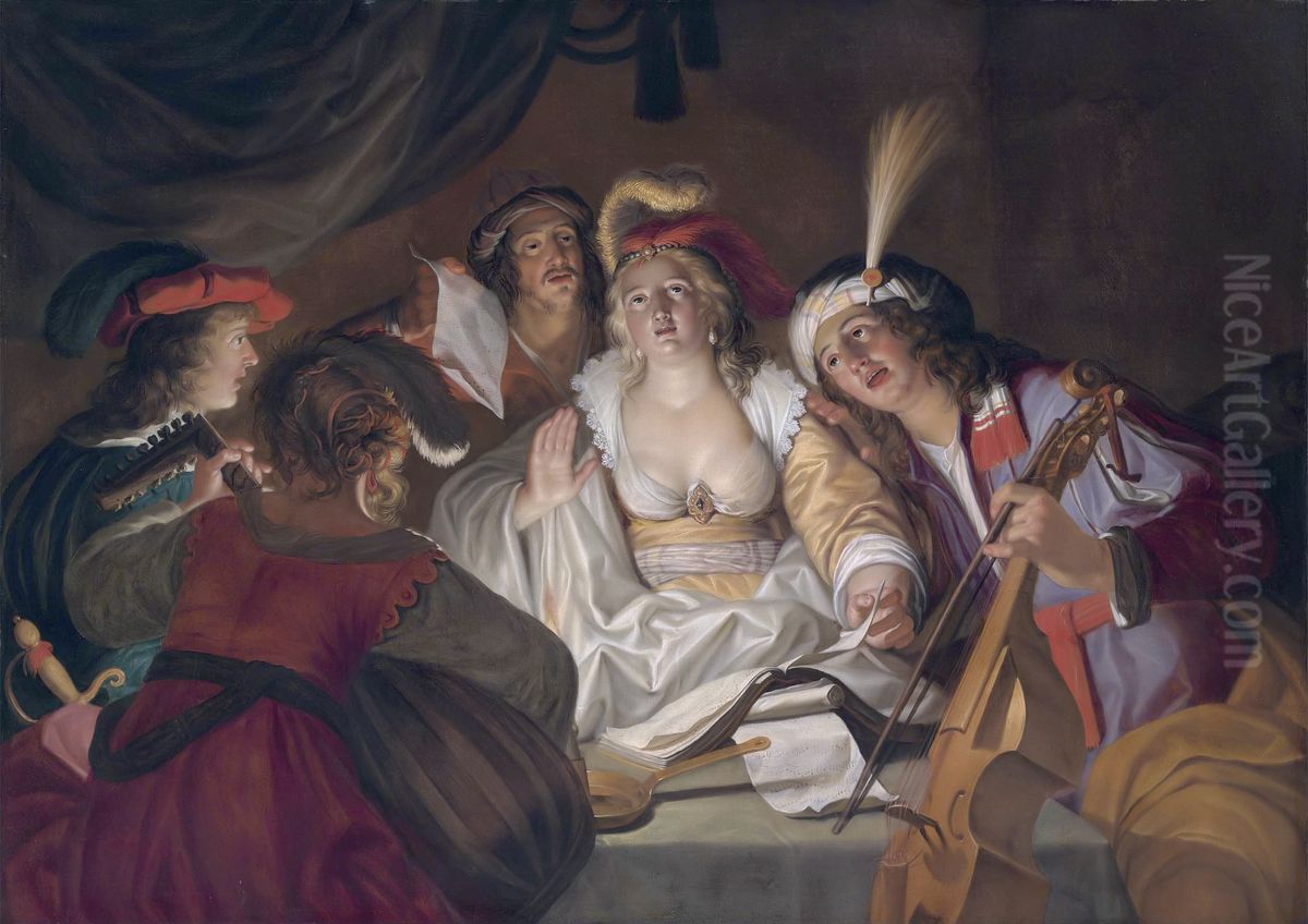 A Musical Company Oil Painting by Gerard Seghers