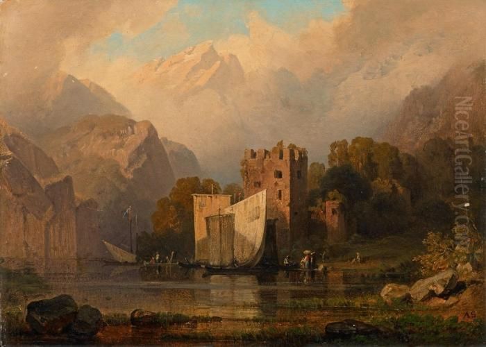 Partie Am Vierwaldstadter See Oil Painting by August Seidel