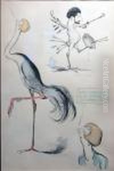 Jean-gabriel Domergue Lithographie En Couleurs. 47 X 31 Cm Oil Painting by Georges Goursat Sem