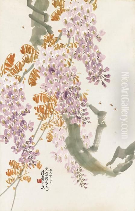 Wisteria Oil Painting by Chen Shuren