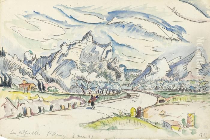 Les Alpilles Vue Depuis Saint-remy-de-provence Oil Painting by Paul Signac