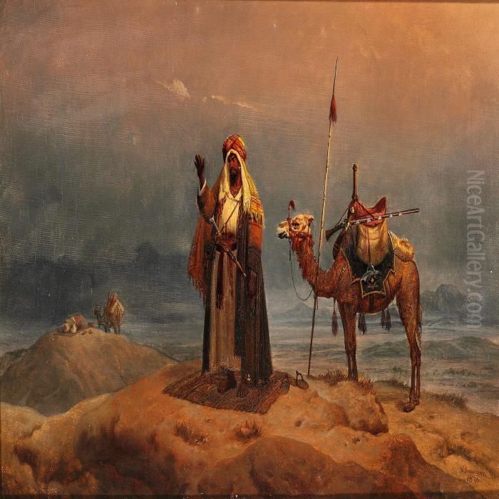 Araberens Bon Oil Painting by Niels Simonsen