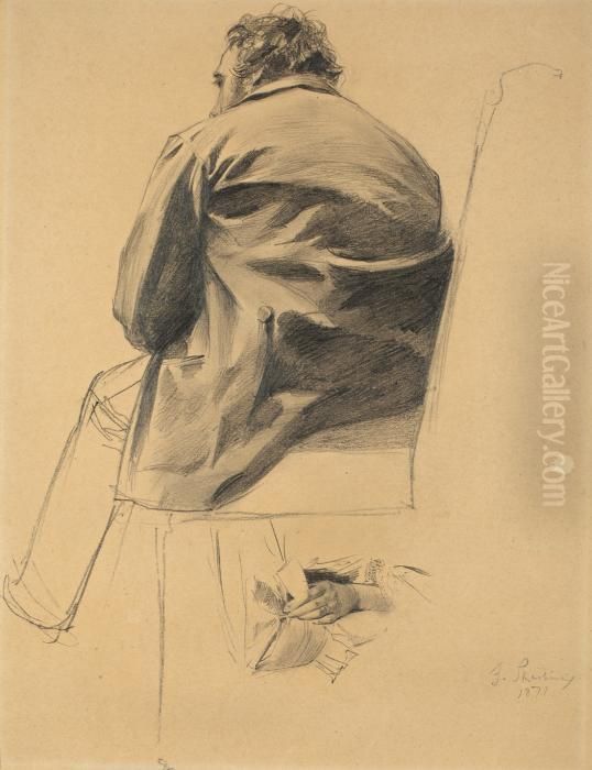 Ruckenstudie Eines Sitzenden Mannes Oil Painting by Franz Skarbina