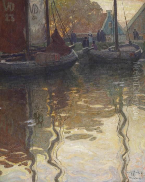 Herfstochtend Aan De Haven; The Harbour Of Volendam Oil Painting by Willy Sluyters