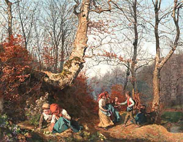 Vorfrhling im Wienerwald Oil Painting by Ferdinand Georg Waldmuller