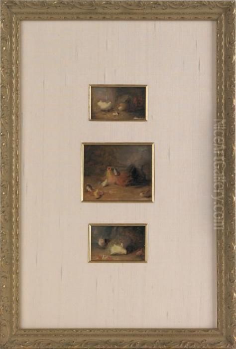 Chickens And Chicks Oil Painting by Mary Russell Smith