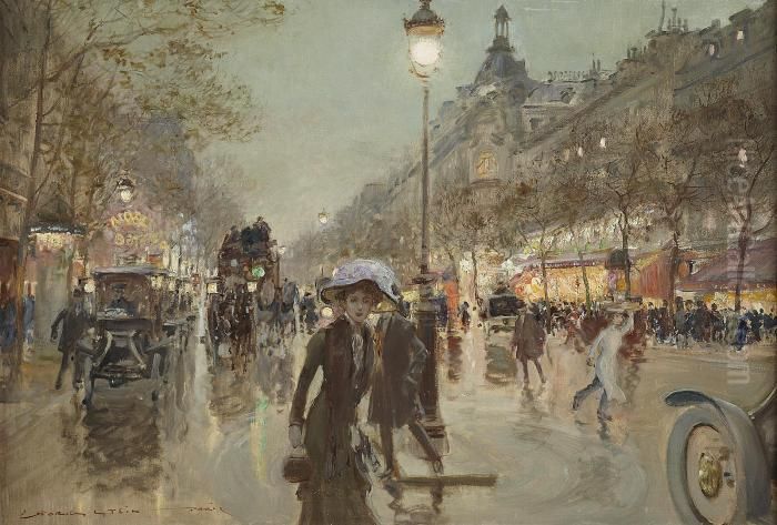 Sur Le Boulevard, Paris Oil Painting by Georges Stein