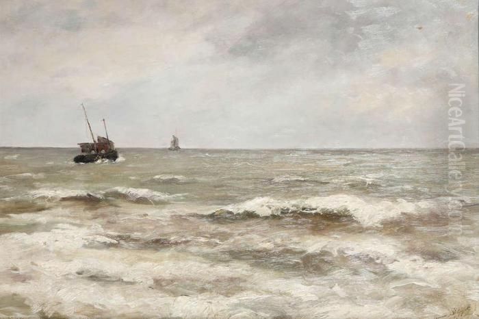 La Mer Du Nord Temps Gris Oil Painting by Romain Steppe